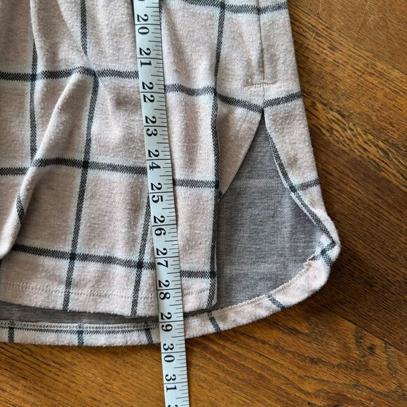 Soft Surroundings Top M Pink Gray Plaid Button-Front Long-Sleeve Tunic - Picture 6 of 7